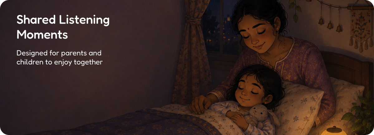 Parent and child listening together